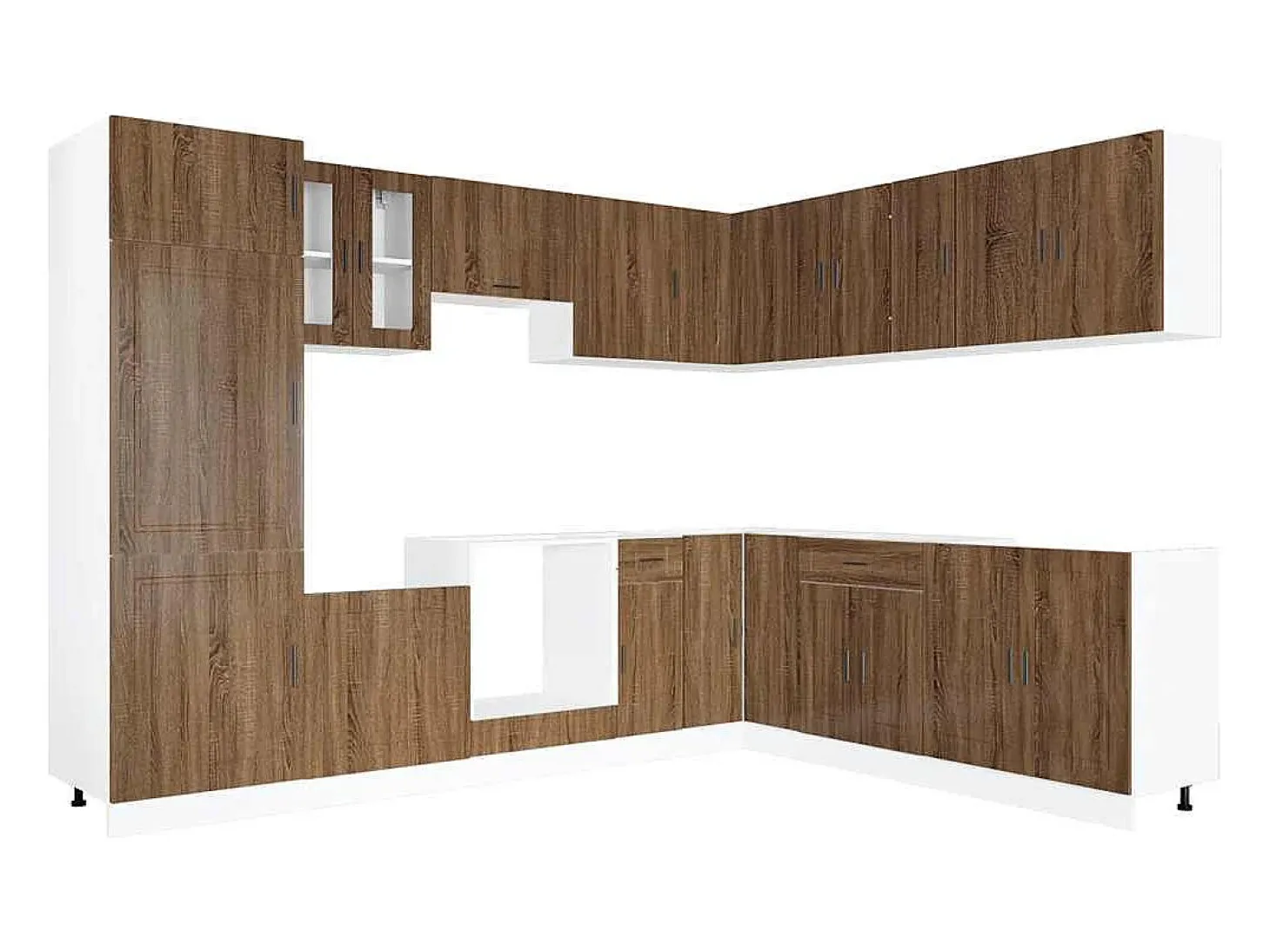 Mueble cocina Porto roble marrón 14 pzas madera contrachapada