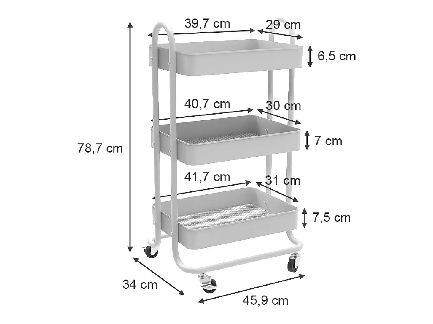 Mueble con ruedas blanco 45.9x34x78.7 tron