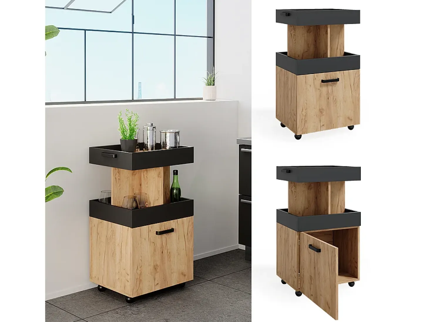 Mueble con ruedas roble dorado 50x41x88.6