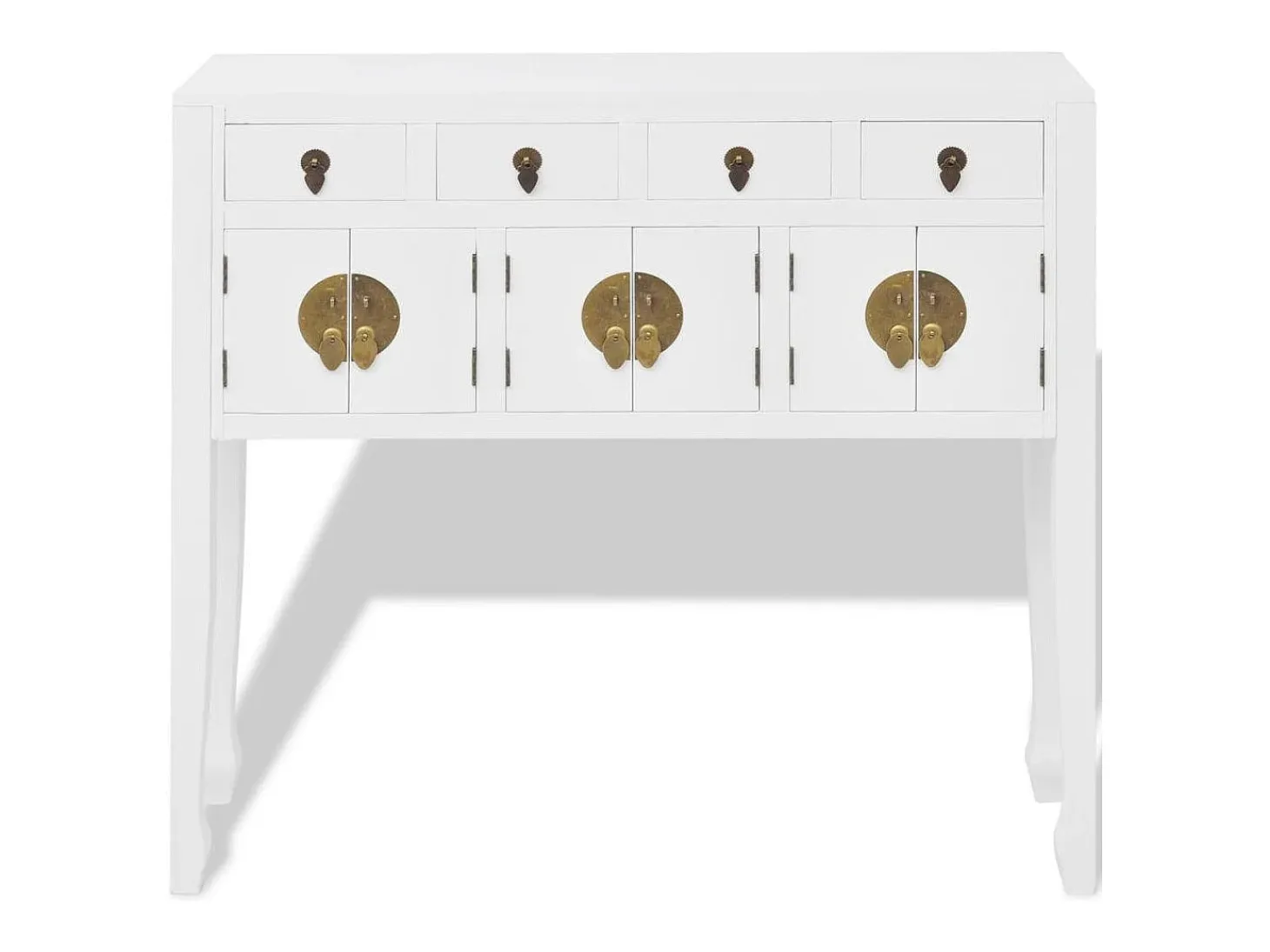 Mueble consola aparador buffet estilo chino en madera maciza blanca 4402004