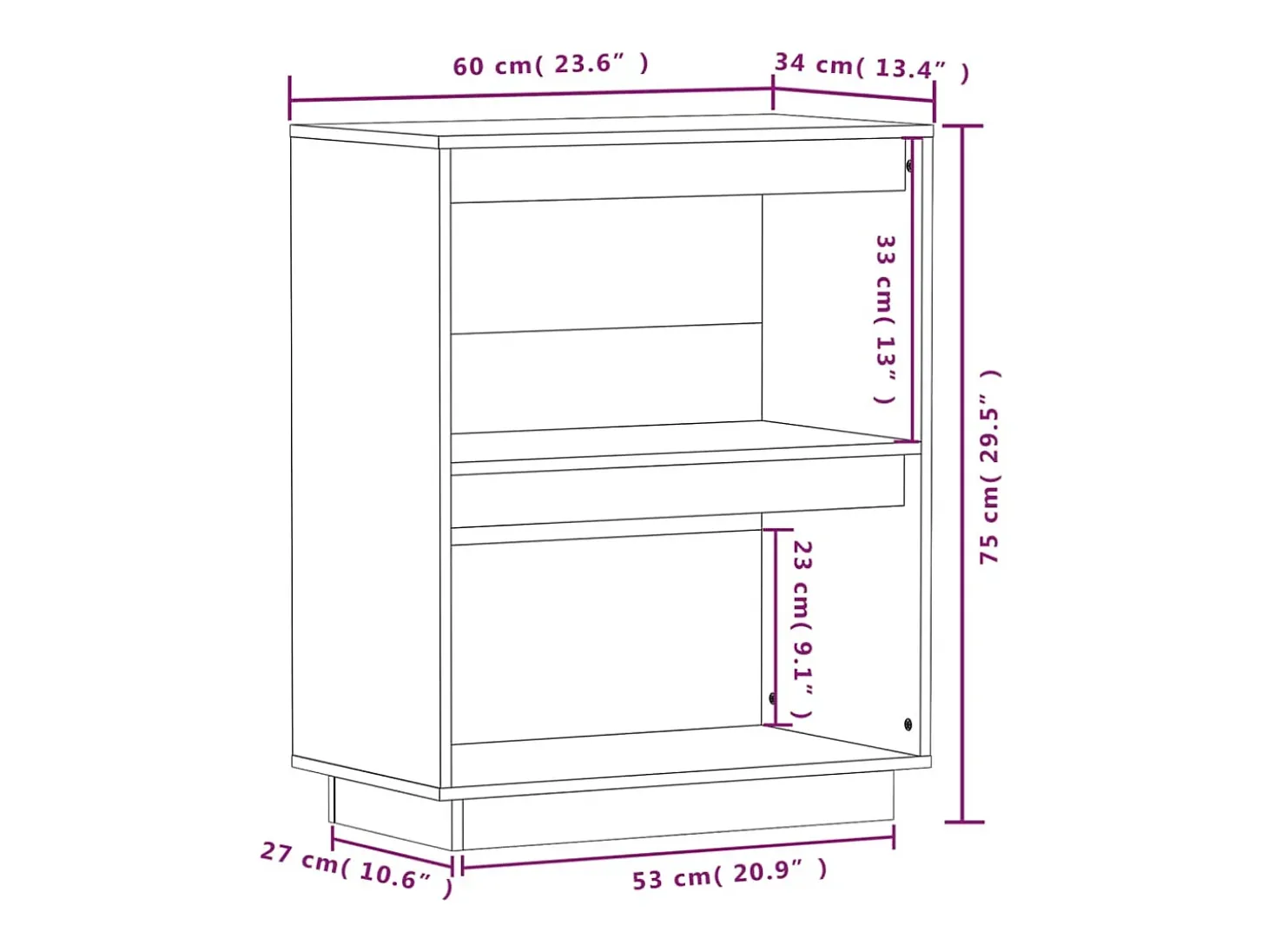 Mueble consola Blanco 60x34x75 cm Madera maciza de pino