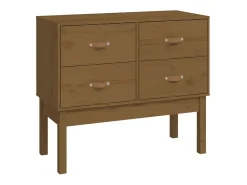 Mueble consola de madera maciza de pino marrón miel 90x40x78 cm