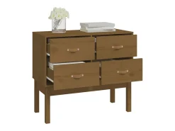 Mueble consola de madera maciza de pino marrón miel 90x40x78 cm