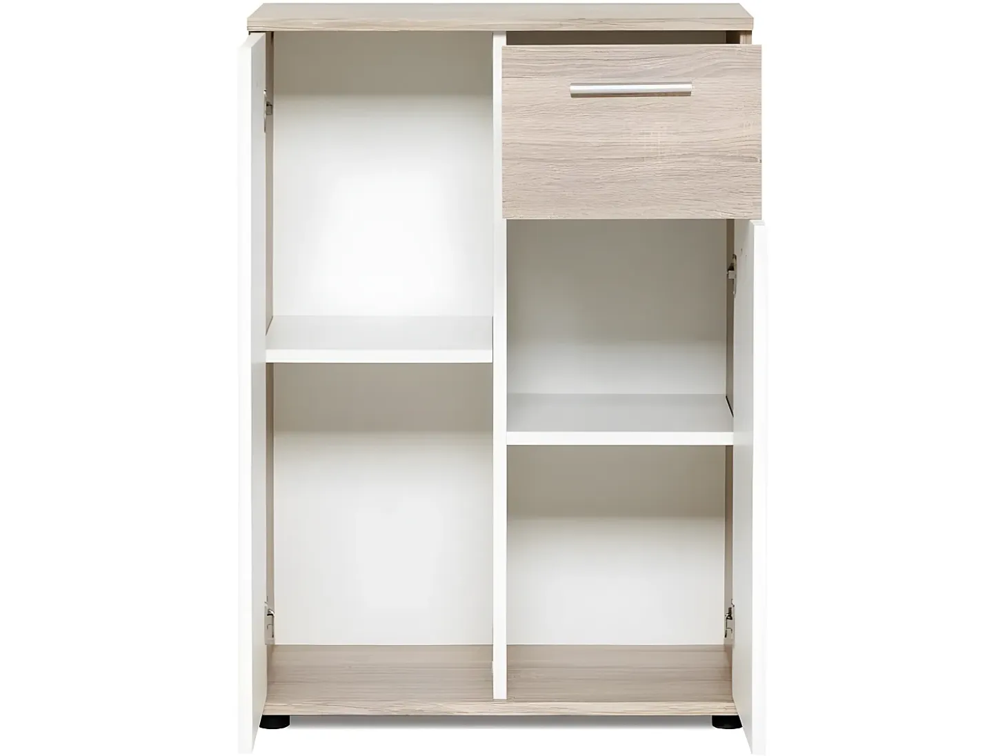 Mueble de almacenaje Petit Buffet - Blanco mate y roble Sonoma - Clásico - 60 cm