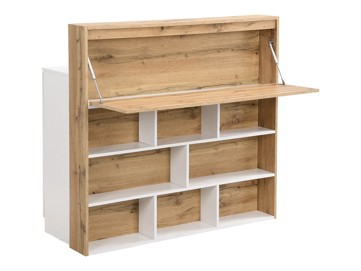 Mueble de bar con 2 puertas y 1 cajón de MDF - Blanco y Natural - LAMONIA