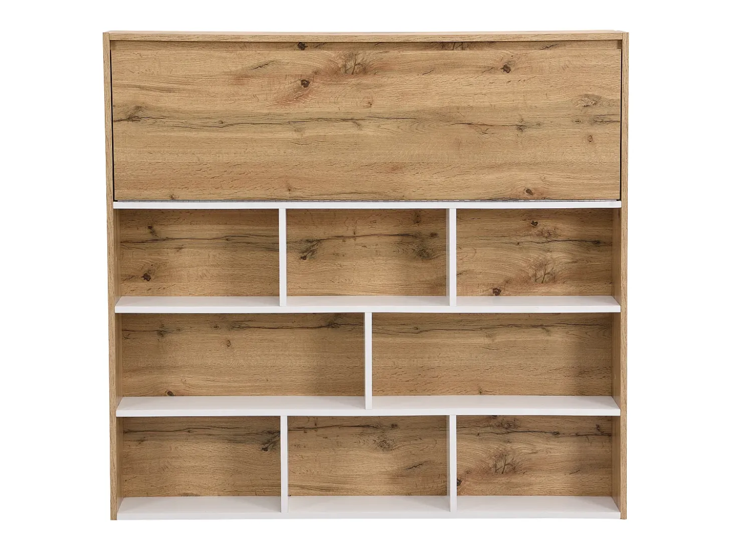 Mueble de bar con 2 puertas y 1 cajón de MDF - Blanco y Natural - LAMONIA
