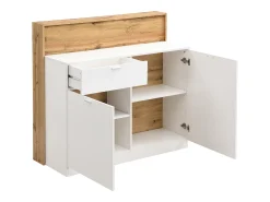 Mueble de bar con 2 puertas y 1 cajón de MDF - Blanco y Natural - LAMONIA