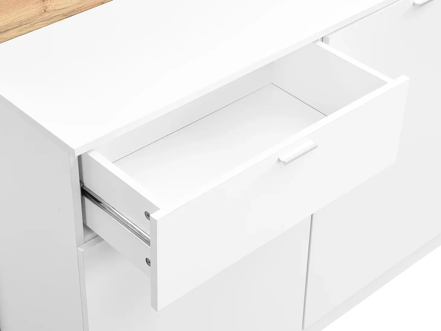 Mueble de bar con 2 puertas y 1 cajón de MDF - Blanco y Natural - LAMONIA