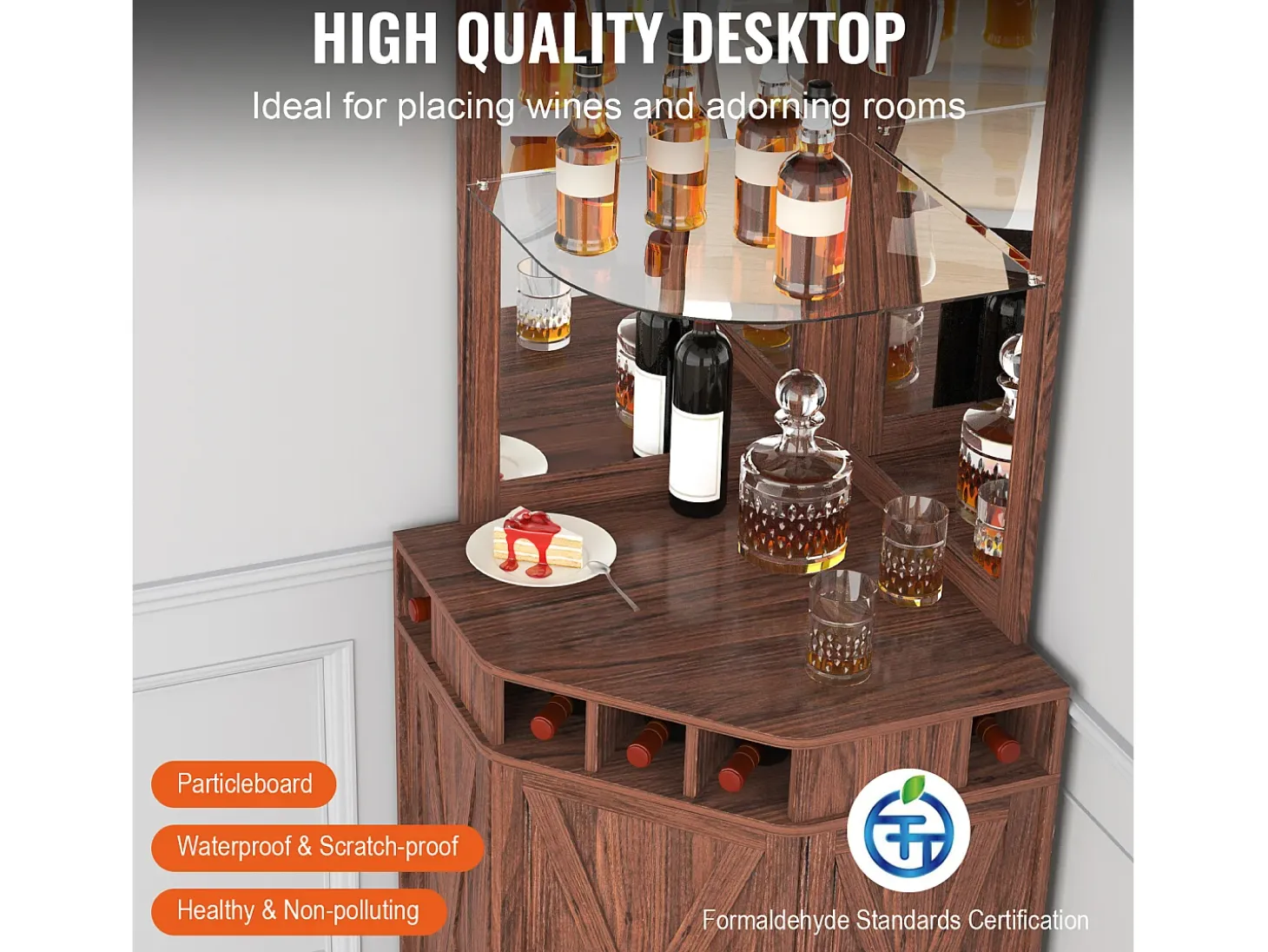 Mueble de Bar Industrial SucceBuy, con Soporte para Copas de Licor y Vasos, Mueble de Bar para Café de Madera Rústica Independiente para Salón, Bar Doméstico