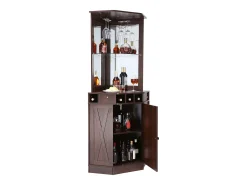 Mueble de Bar Industrial SucceBuy, con Soporte para Copas de Licor y Vasos, Mueble de Bar para Café de Madera Rústica Independiente para Salón, Bar Doméstico