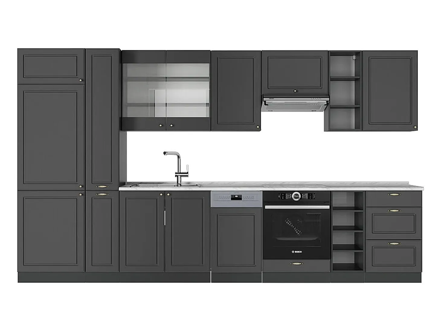 Mueble de cocina antracita-oro landhaus 355x60x81.6 fame-line