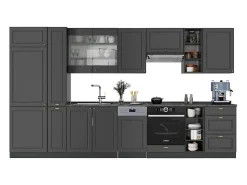Mueble de cocina antracita-oro landhaus 355x60x81.6 fame-line