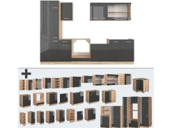 Mueble de cocina antracita brillo intenso/roble dorado eléctrico 300x60x81.6 r-line