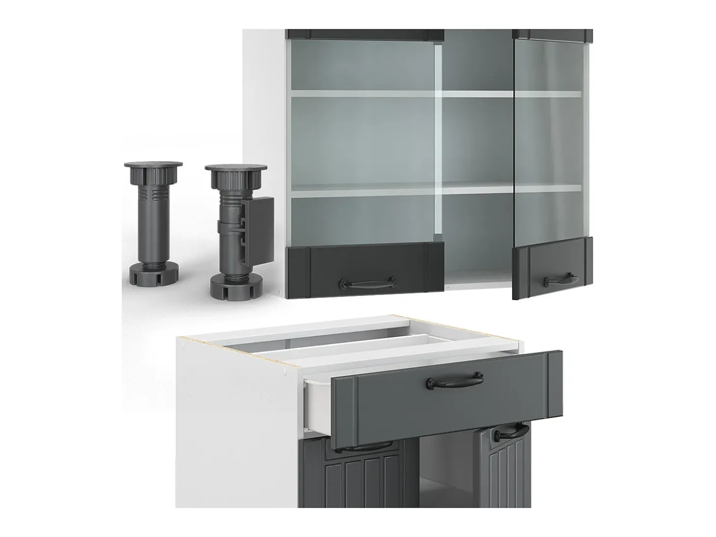 Mueble de cocina antracita casa de campo/blanco 200x60x81.6 fame-line