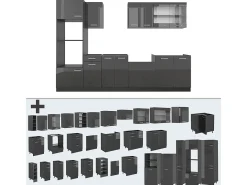 Mueble de cocina antracita brillo intenso/antracita 300x46x81.6 r-line