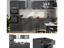 Mueble de cocina antracita brillo intenso/antracita 300x46x81.6 r-line