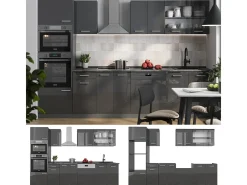 Mueble de cocina antracita brillo intenso/antracita 300x46x81.6 r-line