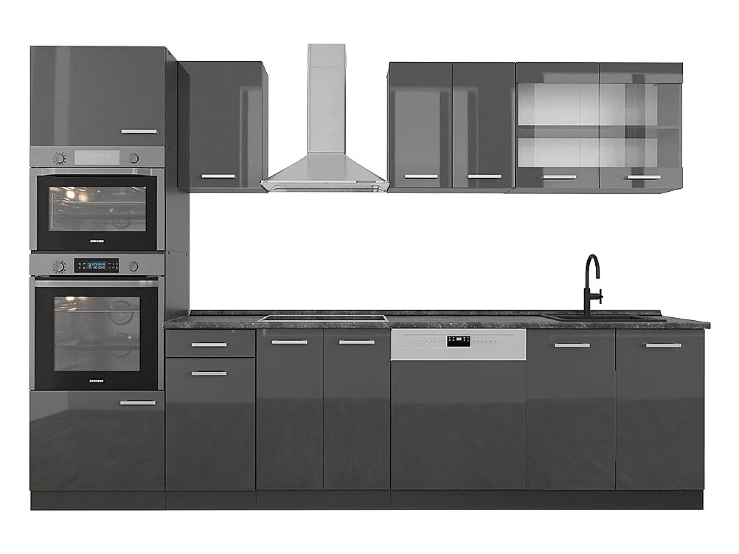 Mueble de cocina antracita brillo intenso/antracita 300x60x81.6 r-line