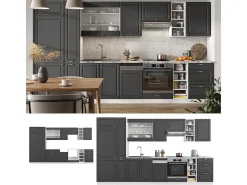 Mueble de cocina antracita-oro/blanco 355x46x81.6 fame-line