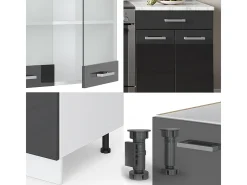 Mueble de cocina antracita brillo intenso/blanco 200x60x81.6 r-line