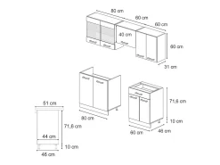 Mueble de cocina antracita brillo intenso/roble dorado eléctrico 200x60x81.6 r-line