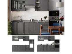 Mueble de cocina antracita-oro landhaus 280x60x81.6 fame-line