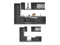 Mueble de cocina antracita brillo intenso/blanco 300x60x81.6 fame-line