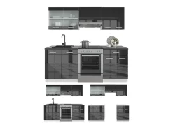 Mueble de cocina antracita brillo intenso/blanco 200x60x81.6 fame-line