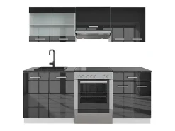 Mueble de cocina antracita alto brillo 200x46x81.6 fame-line
