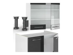Mueble de cocina antracita brillo intenso/blanco 235x60x81.6 fame-line