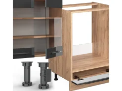 Mueble de cocina antracita brillo intenso/roble dorado eléctrico 355x60x81.6 fame-line