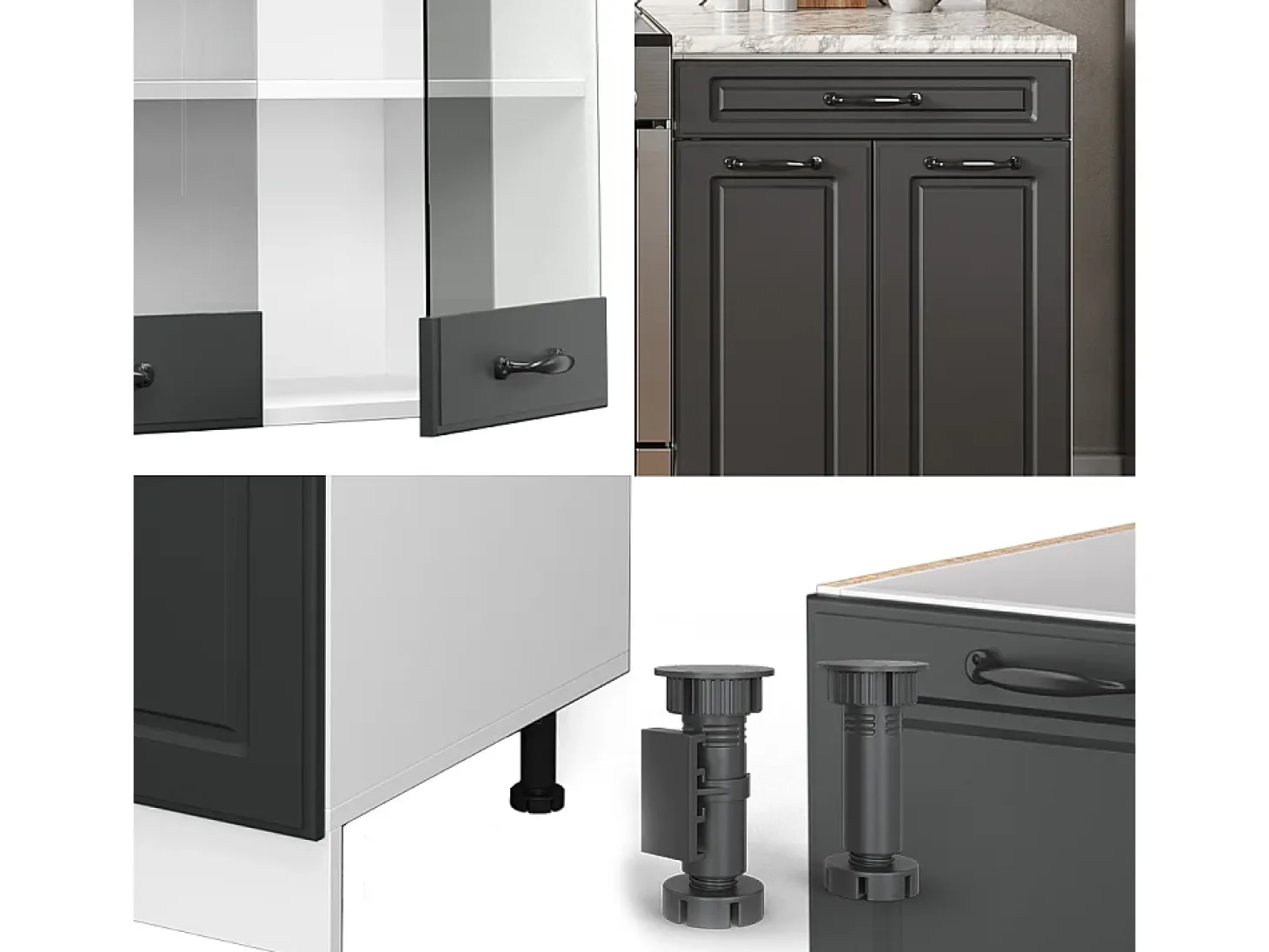 Mueble de cocina antracita casa de campo/blanco 200x60x81.6 r-line