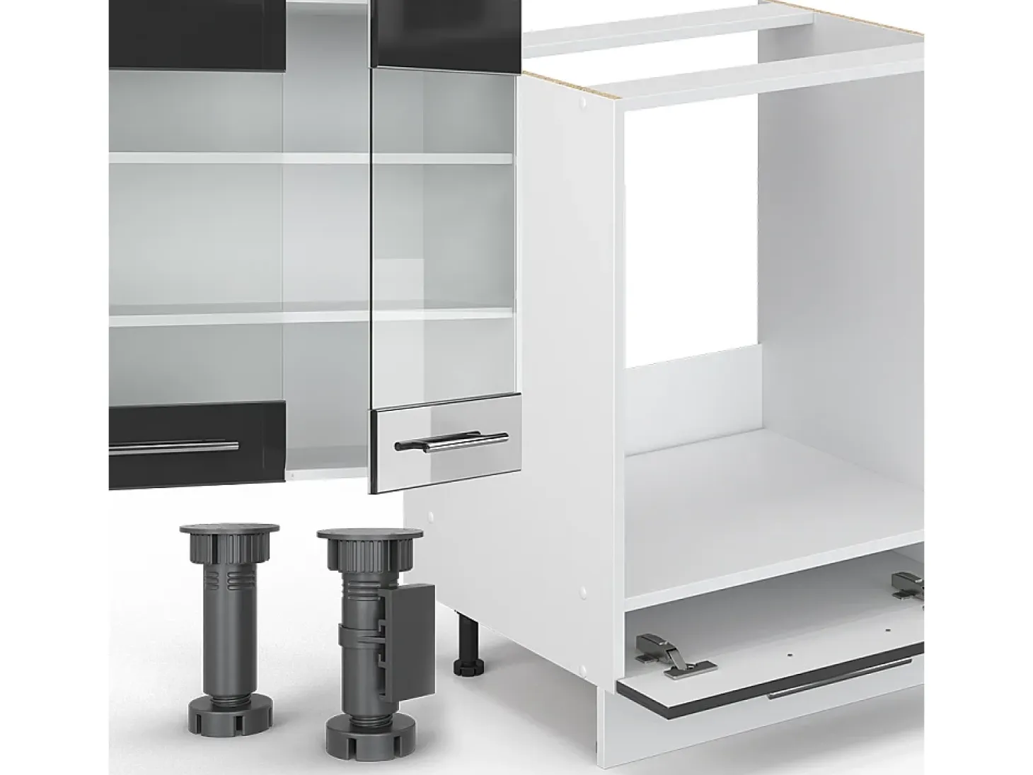 Mueble de cocina antracita brillo intenso/blanco 355x60x81.6 fame-line