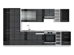 Mueble de cocina antracita brillo intenso/blanco 355x60x81.6 fame-line