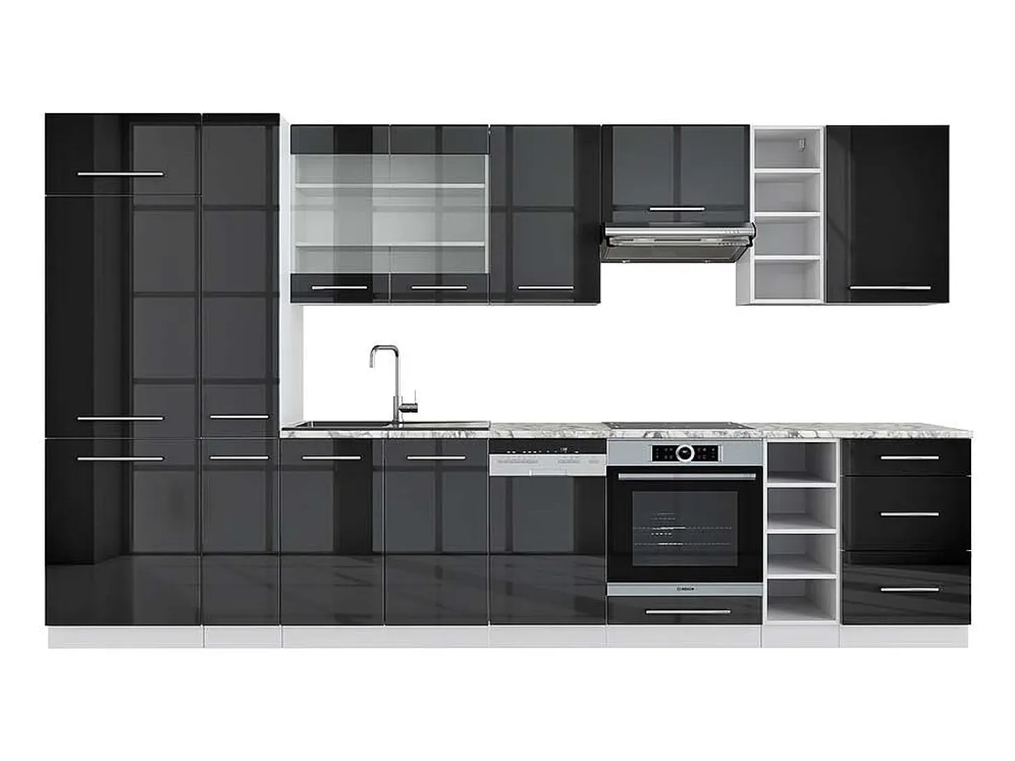 Mueble de cocina antracita brillo intenso/blanco 355x60x81.6 fame-line