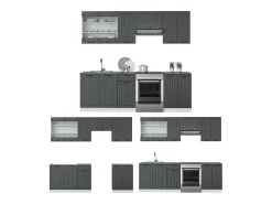 Mueble de cocina antracita casa de campo/blanco 240x60x81.6 fame-line