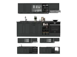 Mueble de cocina antracita casa de campo/antracita 240x60x81.6 r-line