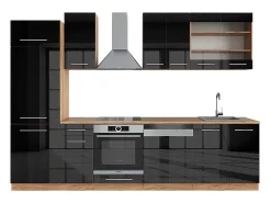 Mueble de cocina antracita brillo intenso/roble dorado eléctrico 300x46x81.6 fame-line