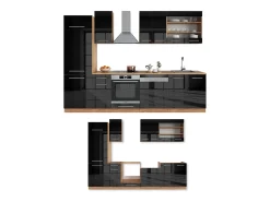 Mueble de cocina antracita brillo intenso/roble dorado eléctrico 300x46x81.6 fame-line