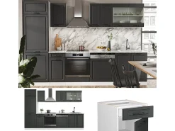 Mueble de cocina antracita casa de campo/blanco 300x60x81.6 r-line