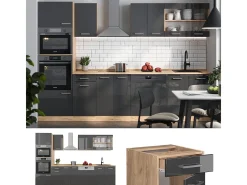 Mueble de cocina antracita brillo intenso/roble dorado eléctrico 300x46x81.6 r-line