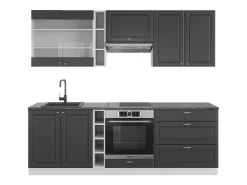 Mueble de cocina antracita-oro/blanco 235x60x81.6 fame-line