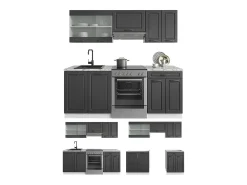 Mueble de cocina antracita casa de campo/blanco 200x46x81.6 r-line