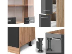 Mueble de cocina antracita brillo intenso/roble dorado eléctrico 350x60x81.6 r-line