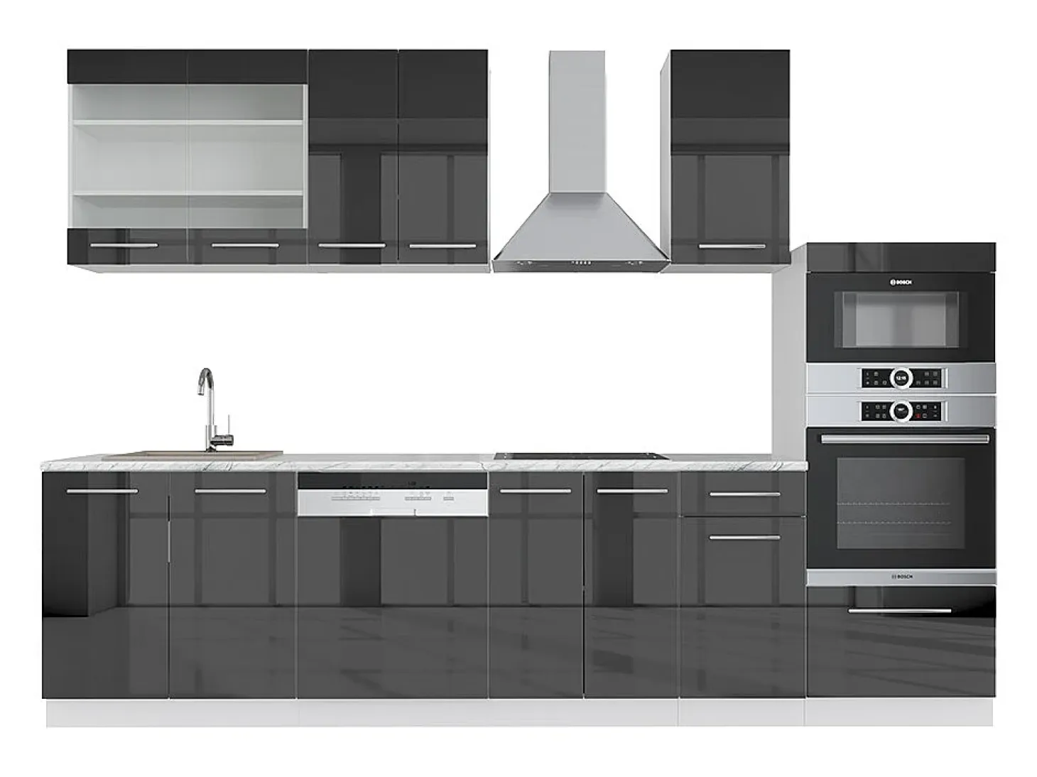 Mueble de cocina antracita alto brillo 300x46x81.6 fame-line
