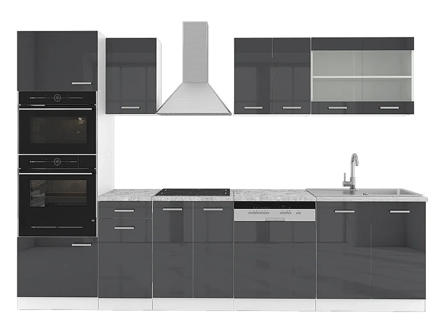 Mueble de cocina antracita brillo intenso/blanco 300x60x81.6 r-line