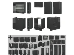 Mueble de cocina antracita alto brillo 235x60x81.6 fame-line
