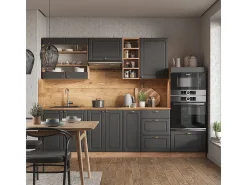 Mueble de cocina antracita casa de campo/roble kraft dorado 280x60x81.6 fame-line