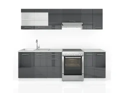 Mueble de cocina antracita brillo intenso/blanco 240x60x81.6 raul