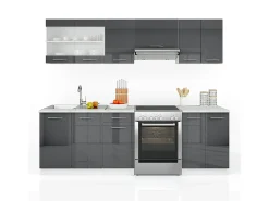 Mueble de cocina antracita brillo intenso/blanco 240x60x81.6 raul